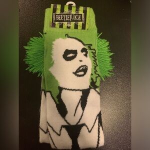 Beetlejuice Green and White Socks